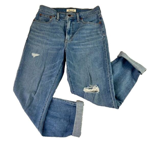 Madewell Denim - Madewell Jean Women 28 The Perfect Vintage Medium Wash Distressed Raw Frayed Hem